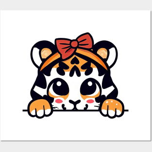 Sneaky japanese tiger so cute Posters and Art